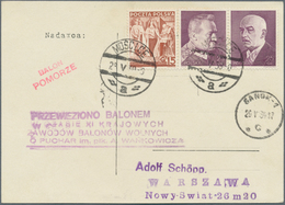 Ballonpost: 1939, 28.V., Poland, Three Balloon Covers/card: Balloon "Poznan", "Pomorze", "Katowice", - Fesselballons