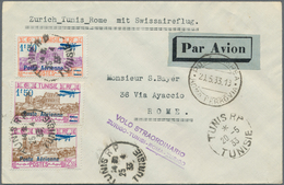 Flugpost Übersee: 1933, Tunisia, 1,50 Fr On 1,30 Fr And 2 X 1,50 Fr On 2,55 Fr Airmail Stamps, Mixed - Sonstige & Ohne Zuordnung