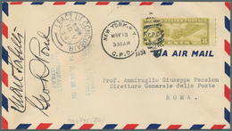 Flugpost Übersee: USA: 1934, Flight New York To Lahuich With Plane "Leornado Da Vinici", Cover From - Autres & Non Classés