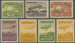 Zeppelinpost Deutschland: 1911 (ca.), 12 Verschiedene Bzw. Verschiedenfarbige Vignetten Der Fa. Metz - Luft- Und Zeppelinpost