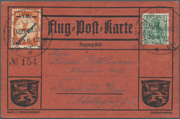 Zeppelinpost Deutschland: 1912, 1 M. Gelber Hund, Einzelwert Und Senkrechtes Paar Rückseitig Auf Rot - Poste Aérienne & Zeppelin