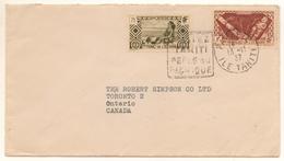 Lettre De 1937 Pour Canada Avec 75c Tahitienne Et 1F Tikis Très Bon état + Daguin - Covers & Documents