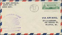 Zeppelinpost Übersee: 1933, LZ 127 Graf Zeppelin Flight Akron-Akron, Single Franking 50 C Green (Sco - Zeppelins