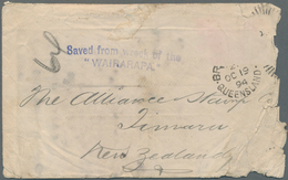 Katastrophenpost: 1894, Envelope From BRISBANE, Queensland To Timara, New Zealand. Envelope Has Some - Altri & Non Classificati