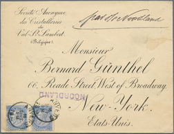 Schiffspost Alle Welt: 1893/1903, Belgium, 3 Commercial Covers Addressed To New York: 25 C Blue With - Other & Unclassified