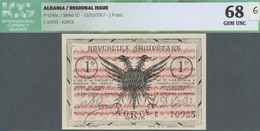 Albania / Albanien: 1 Franc 10.10.1917 P. S146c, Crisp Original With Original Colors, No Holes Or Te - Albanie