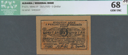 Albania / Albanien: 5 Qindtar 30.01.1920 P. S171, Shkoder, Regional Issue, W/o Serial Number, In Cri - Albanien