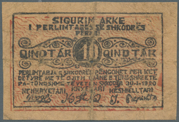 Albania / Albanien: Rare Note TREASURY OF SHKODËR, Albania Qindtár Issue, 1 Qindtár 1920 P. S172, Ve - Albanie