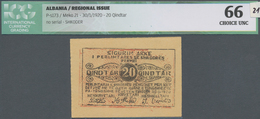 Albania / Albanien: 20 Qindtar 30.01.1920 P. S173, Shkoder Regional Issue, In Crisp Original Conditi - Albanië