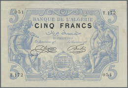 Algeria / Algerien: Banque De L'Algérie 5 Francs July 19th 1912, P.71a, Very Early Issue In Excellen - Algerije