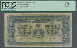 Australia / Australien: 1 Pound ND(1918) P. 4d, Rare Early Issue, Condition: PCGS Graded Fine 12. - Other & Unclassified