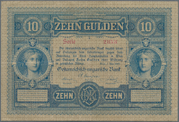 Austria / Österreich: 10 Gulden 1880 P. 1, S/N 075392, Rare Note In Nice Condition With Some Vertica - Oostenrijk