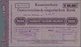 Austria / Österreich: Kassenschein 100.000 Kronen 1919 P. 35 Austria-Hungarian Bank, Highly Rare Not - Autriche