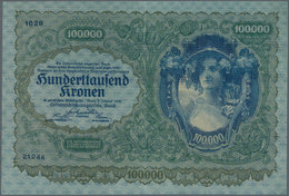 Austria / Österreich: 100.000 Kronen 1922 P. 81, Center Fold, Light Corner Bend, No Holes Or Tears, - Austria