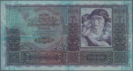 Austria / Österreich: 500.000 Kronen 1922 P. 84a, Used With Strong Center And Horizontal Fold, Blue - Autriche