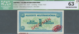 Austria / Österreich: 1 Schilling 1944 SPECIMEN P. 103s, Allied Occupation WWII, Specimen Number #47 - Autriche