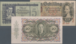 Austria / Österreich: Set Of 3 Notes Containing 5 Schilling 1945 P. 121, Only Very Light Dints In Pa - Autriche