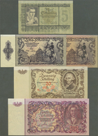 Austria / Österreich: Set Of 5 Notes Containing 5 Schilling 1945 With Ovpt. "Ausgabe 1951" At Left O - Austria