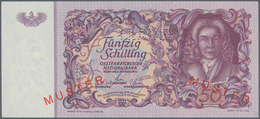 Austria / Österreich: 50 Schilling 02.01.1951 Specimen P. 130s, With "Muster" Perforation And Red "M - Austria