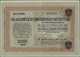Austria / Österreich: Donaustaat With Lottery Overprint On 10.000 Schilling 1923 P. S156b, After WWI - Austria