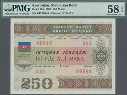 Azerbaijan / Aserbaidschan: 250 Manat State Loan Bond 1993, Printer Goznak, P.13A, PMG Graded 58 Cho - Azerbaigian