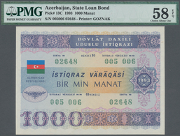 Azerbaijan / Aserbaidschan: 1000 Manat State Loan Bond 1993, Printer Goznak, P.13C, PMG Graded 58 Ch - Arzerbaiyán