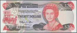 Bahamas: 20 Dollars L.1974 P. 47a, Portrait Of QEII At Right, Sign. Allen, Light Corner Bend At Uppe - Bahamas