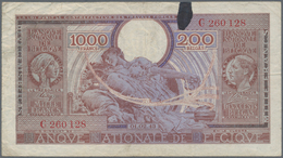 Belgium / Belgien: 1000 Francs = 200 Belgas 1943 P. 125, Used With Folds And Creases, An Ink Stain A - Sonstige & Ohne Zuordnung