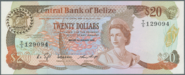 Belize: 20 Dollars 1986 P. 49a, QEII At Right, Crisp Original Paper, Original Colors, No Folds, Only - Belice