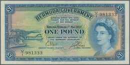 Bermuda: 10 Shillings 1957 P.19 In F And 1 Pound 1957 P.20 In VF (2 Pcs.) - Bermudas