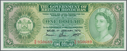 British Honduras: 1 Dollar 1973 P. 28c, S/N G/6 950689, Portrait QEII, Crisp Original Paper, Origina - Honduras