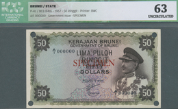 Brunei: 50 Ringgit 1967 SPECIMEN, P.4s, ICG Graded 63 Uncirculated - Brunei