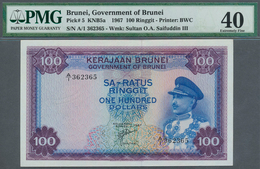 Brunei: 100 Ringgit 1967 P. 5, Condition: PMG Graded 40 XF. - Brunei