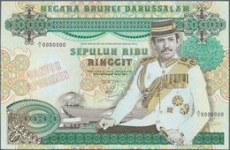 Brunei: Rare Note 10.000 Ringgit 1989 SPECIMEN P. 20s With Only A Very Very Light Center Bend In Con - Brunei