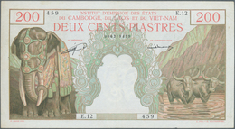 Cambodia / Kambodscha: 200 Piastres ND P. 98, Used With Folds And Pinhles, Still Crisp Paper And Nic - Cambodge