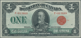 Canada: Dominion Of Canada 1 Dollar 1923 With Red Seal, Block Number 1 And Signatures: McCavour & Sa - Canada