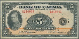 Canada: Bank Of Canada 5 Dollars 1935, P.42, Highly Rare Note With A Few Folds, But Still Strong Pap - Canada