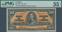 Canada: 50 Dollars 1937 P. 63b, Condition: PMG Graded 55 AUNC NET - Canada