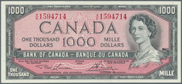 Canada: 1000 Dollars 1954, Signature Lawson & Bouey, P.83a, Very Rare And Highest Denomination Of Th - Canada