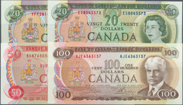 Canada: Very Nice Set With 4 Banknotes Comprising 20 Dollars 1969 With Signature Beattie & Rasminsky - Canada