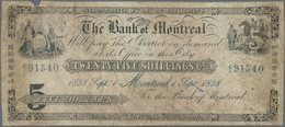 Canada: The Bank Of Montreal 5 Dollars = 25 Shillings 1858, Like P.S499b But Date September 1st 1858 - Canada