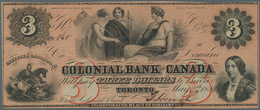 Canada: The Colonial Bank Of Canada 3 Dollars 1859, P.S1677, Extraordinary Good Condition, Just A Fe - Canada