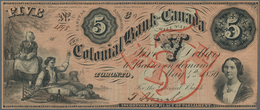 Canada: The Colonial Bank Of Canada 5 Dollars 1859, P.S1679, Extraordinary Good Condition, Just A Fe - Canada