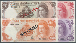 Cayman Islands: Set Of 4 Specimen Notes Containing 10, 25, 40 & 100 Dollars Specimen P. 7s-9s, 11s, - Islas Caimán