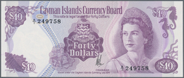 Cayman Islands: 40 Dollars L.1974 P. 9, Portrait QEII, S/N A/1 249758, With Picture Of "Pirates Week - Islas Caimán