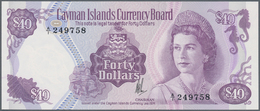 Cayman Islands: 40 Dollars L.1974 P. 9, Portrait QEII, S/N A/1 249758, With Picture Of "Pirates Week - Iles Cayman