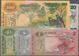 Ceylon: Set Of 5 Banknotes Containing 2, 5, 10, 20 & 100 Rupees 1979 P. 83-86, 88, In Conditions Fro - Sri Lanka