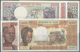 Chad / Tschad: Republique Du Tchad, Set With 5 Banknotes Comprising 500 Francs 1970's P.2a In UNC, 1 - Chad