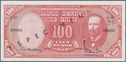 Chile: 5 Centesimos De Escudo On 50 Pesos ND(1960) SPECIMEN And 10 Centesimos De Escudo On 100 Pesos - Cile