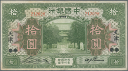 China: 10 Yuan 1918 Tientsin Overprint On Peking Pick 53r, Used With Folds And Stain In Paper, Proba - China